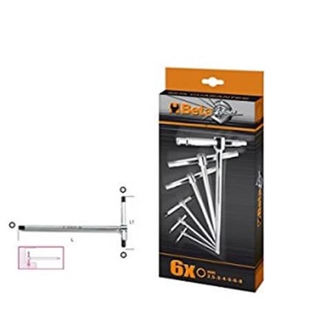 Beta Beta Tools 009510687 T-Handle Wrenches with Three Hexagon Male Ends - Set of 6 9510687
